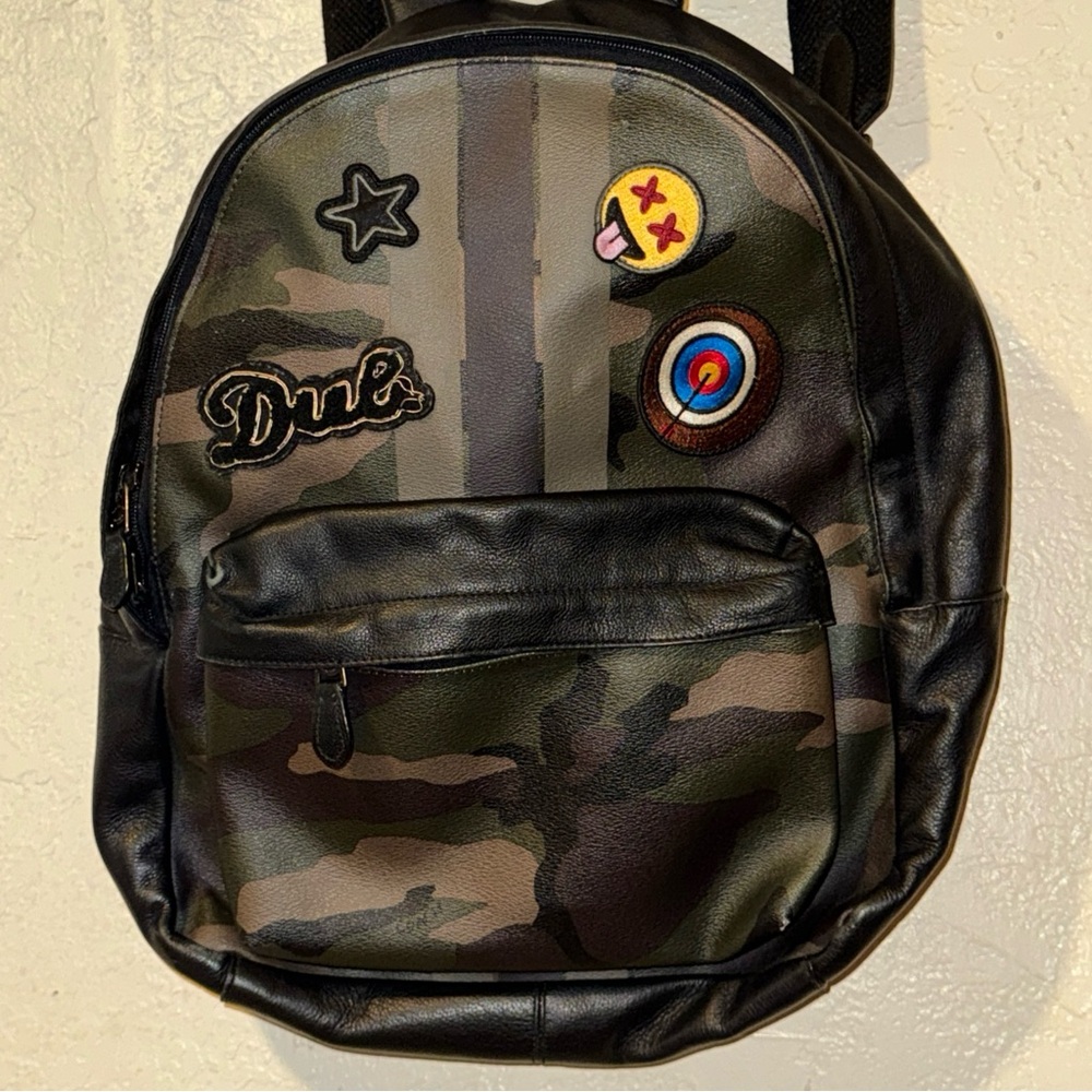 Coach Green and Black Backpack with Camouflage Design
